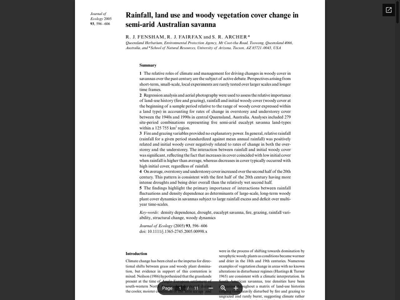 Preview of Rainfall, land use and woody vegetation cover change in semi-arid Australian savanna - College of Agriculture, Life & Environmental Sciences, accessed July 12, 2025,