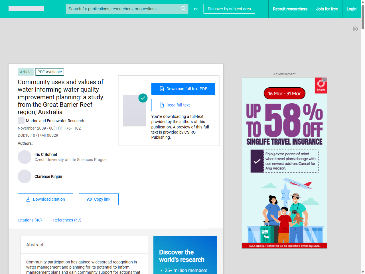Preview of (PDF) Community uses and values of water informing water quality improvement planning: a study from the Great Barrier Reef region, Australia - ResearchGate, accessed July 21, 2025,