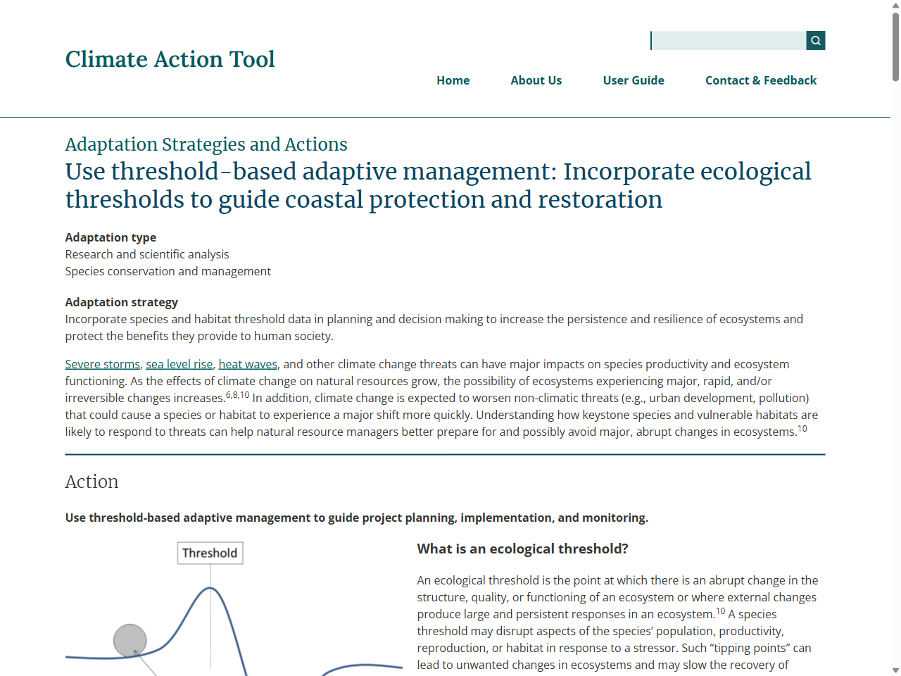 Preview of Use threshold-based adaptive management: Incorporate ecological thresholds to guide coastal protection and restoration | Massachusetts Wildlife Climate Action Tool, accessed July 9, 2025,