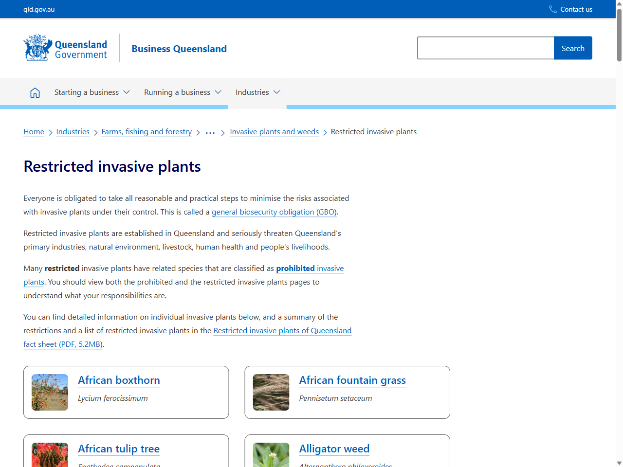 Preview of Restricted invasive plants - Business Queensland, accessed August 12, 2025,
