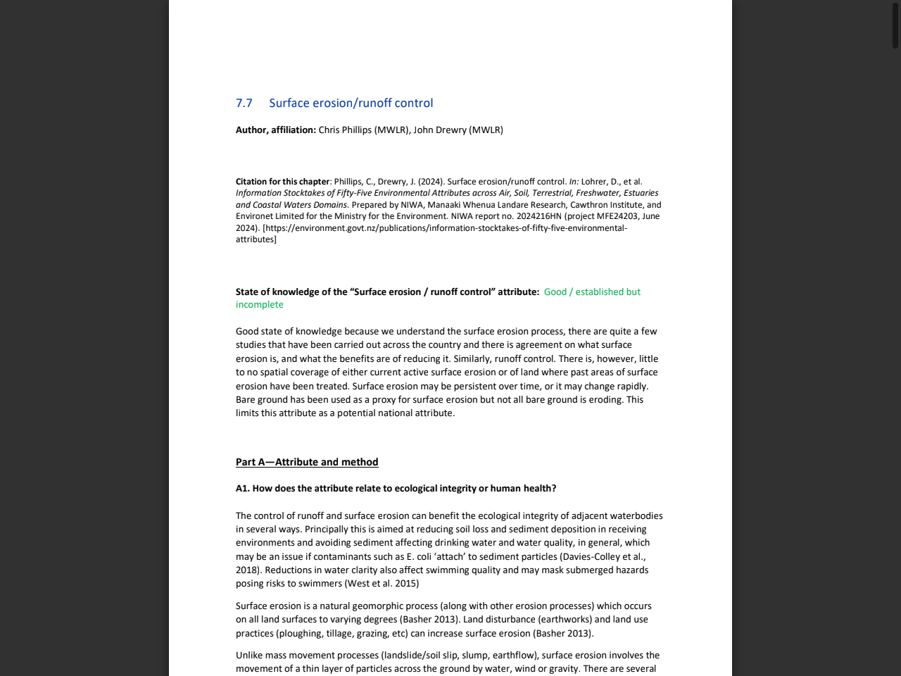 Preview of 7.7 Surface erosion/runoff control - NIWA Client report, accessed August 3, 2025