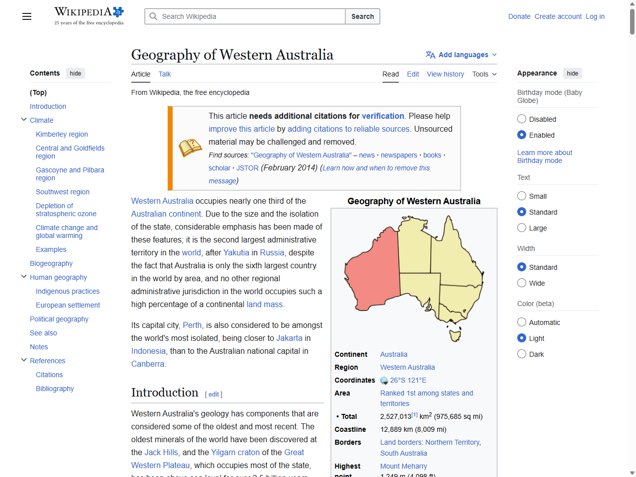 Preview of Geography of Western Australia - Wikipedia, accessed July 26, 2025, 