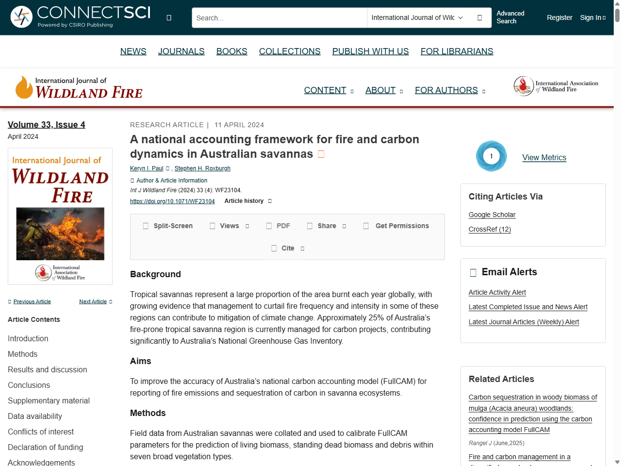 Preview of A national accounting framework for fire and carbon dynamics in Australian savannas - CSIRO Publishing, accessed May 17, 2025,