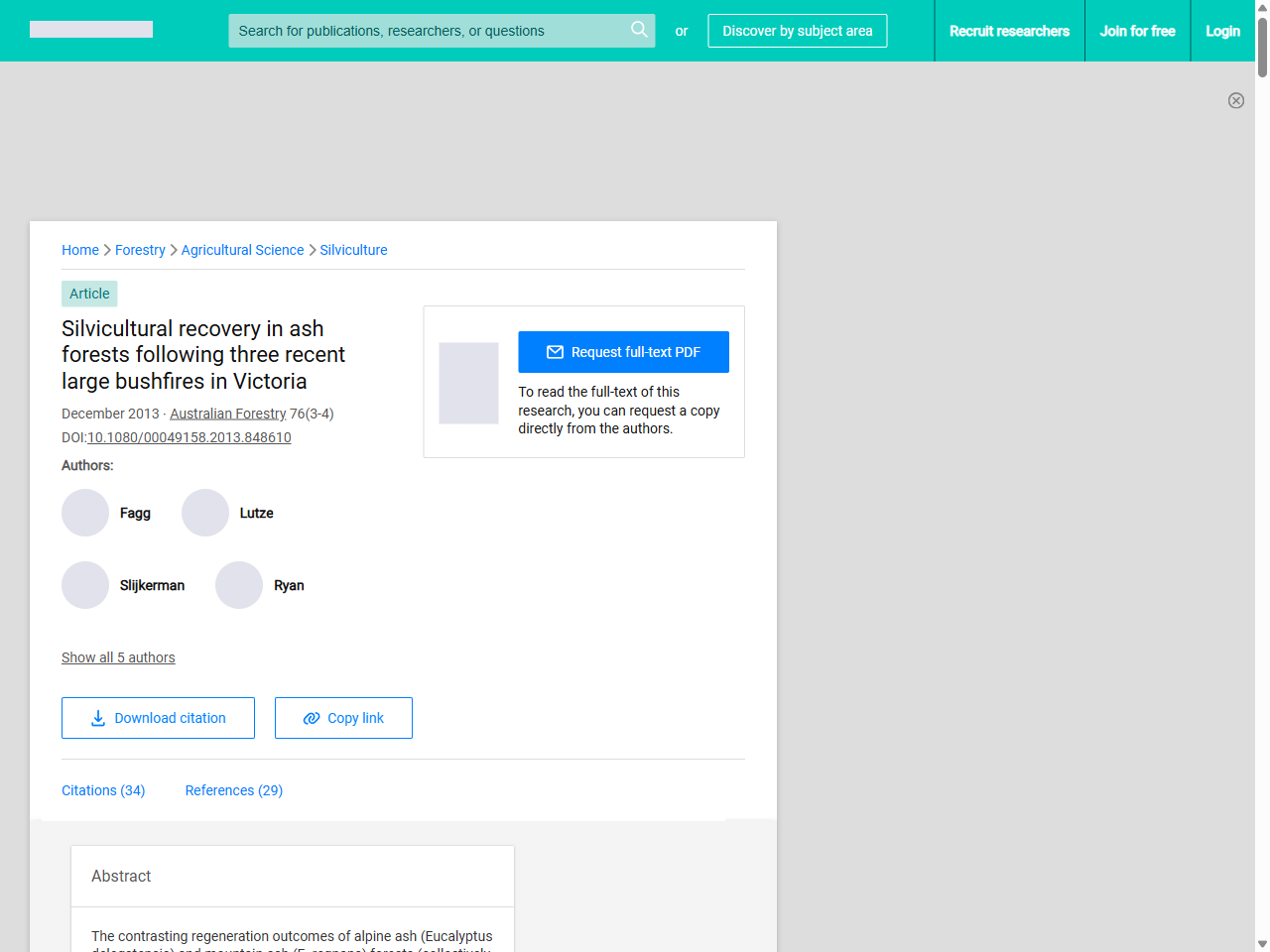 Preview of Wood, S. W., et al. (2023). Silvicultural recovery in ash forests following three recent large bushfires in Victoria. Australian Forestry.