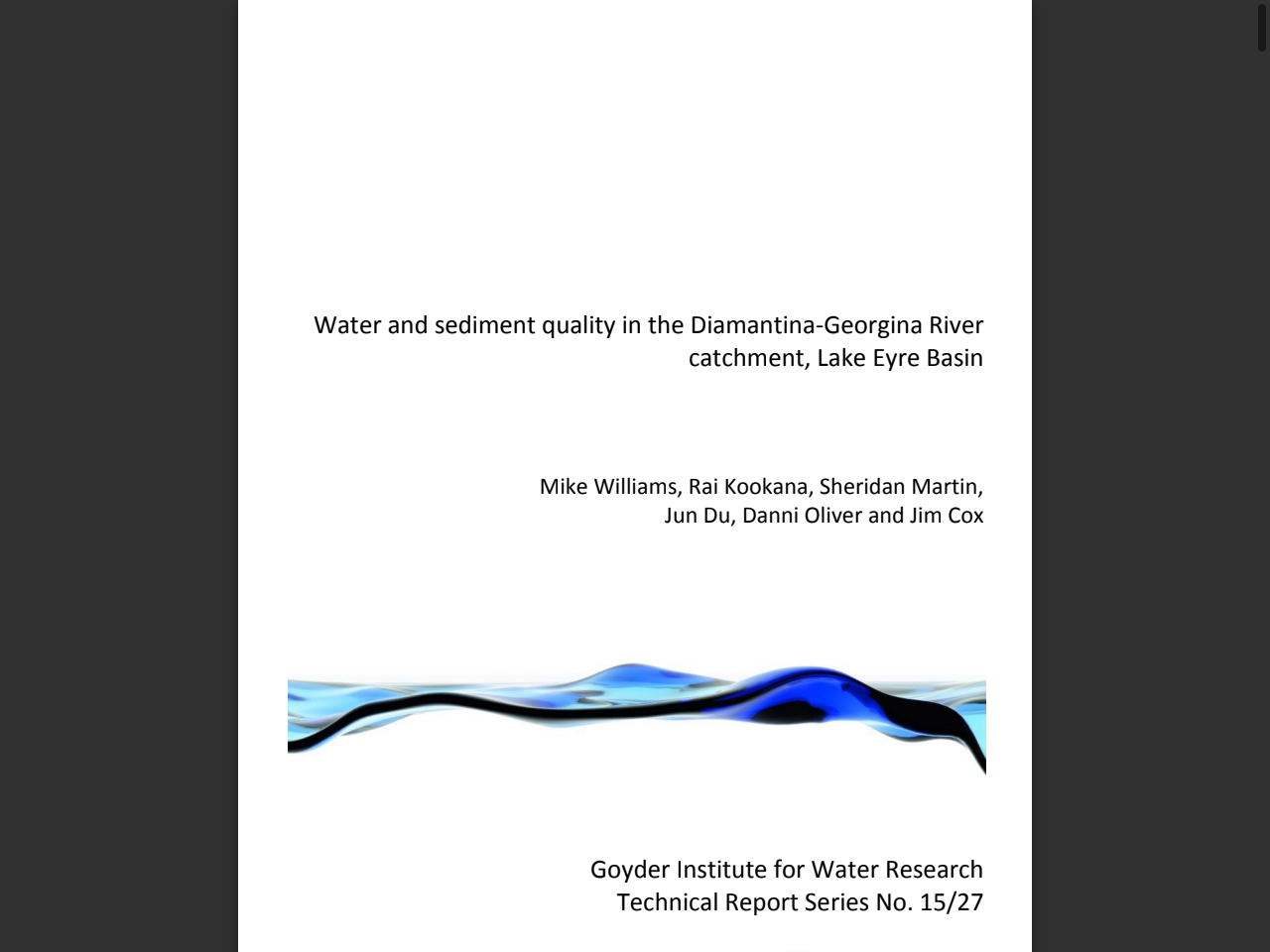 Preview of Water and sediment quality in the Diamantina-Georgina River catchment, Lake Eyre Basin
