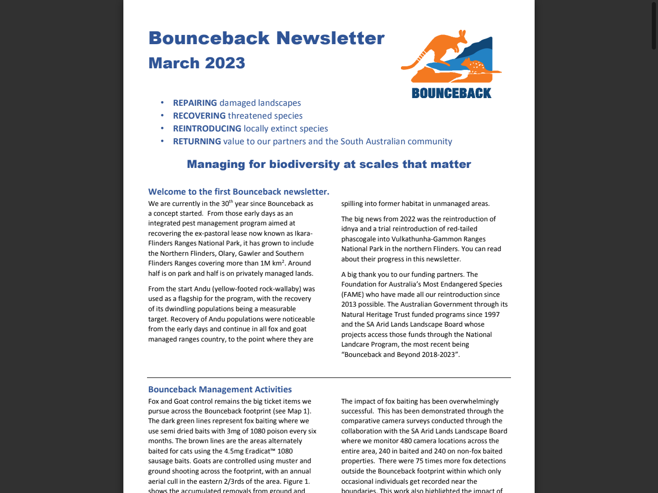 Preview of Bounceback Newsletter - Department for Environment and Water