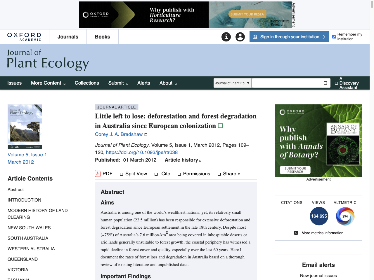 Preview of Little left to lose: deforestation and forest degradation in Australia since European colonization | Journal of Plant Ecology | Oxford Academic, accessed July 12, 2025,