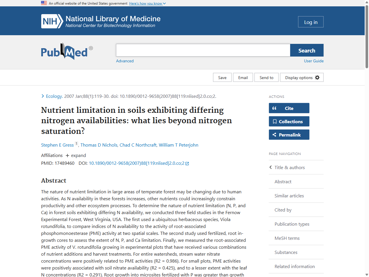 Preview of Nutrient limitation in soils exhibiting differing nitrogen availabilities: what lies beyond nitrogen saturation? - PubMed, accessed August 10, 2025,
