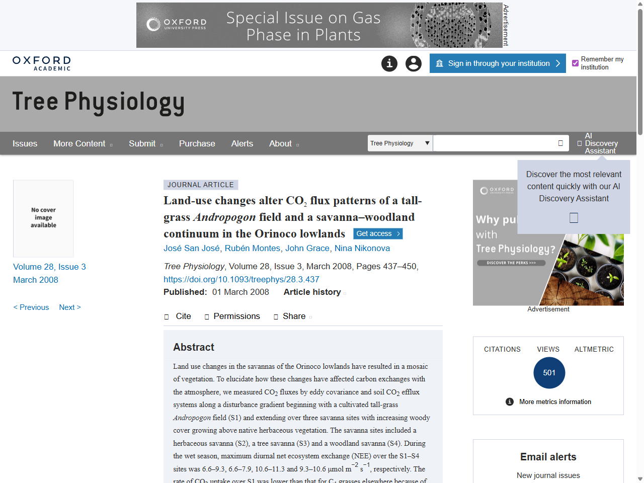 Preview of Land-use changes alter CO2 flux patterns of a tall-grass Andropogon field and a savanna–woodland continuum in the Orinoco lowlands - Oxford Academic, accessed May 16, 2025