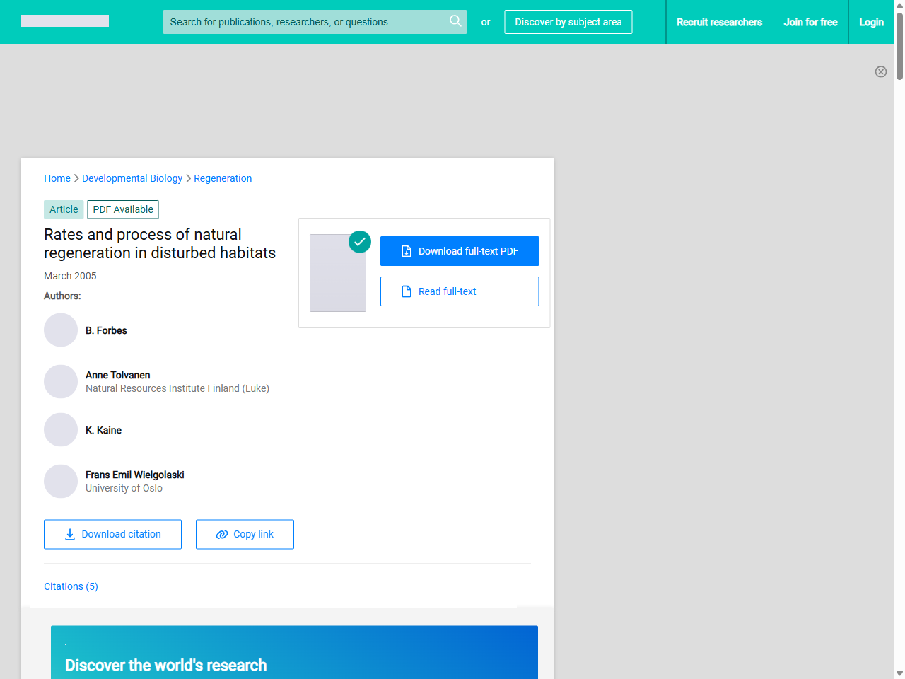 Preview of Rates and process of natural regeneration in disturbed habitats - ResearchGate, accessed May 10, 2026