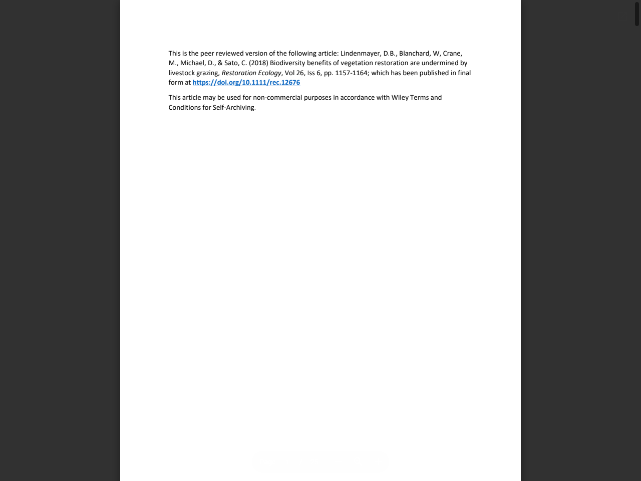 Preview of Biodiversity benefits of vegetation restoration are undermined by livestock grazing - Threatened Species Recovery Hub, accessed July 15, 2025,
