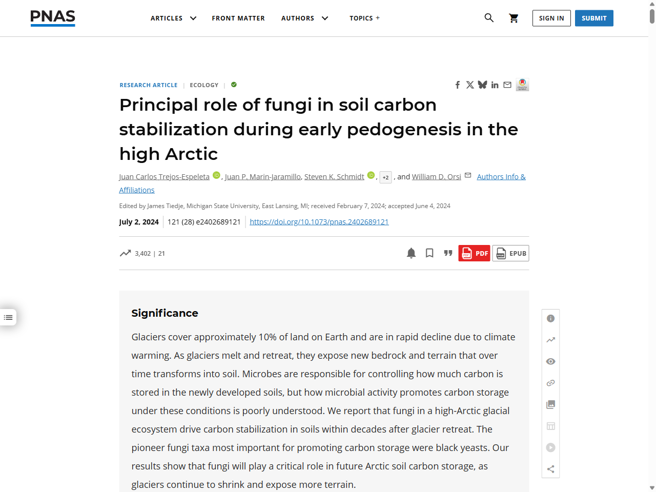 Preview of Principal role of fungi in soil carbon stabilization during early ... - PNAS, accessed on June 5, 2025