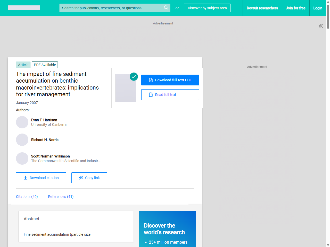 Preview of The impact of fine sediment accumulation on benthic macroinvertebrates: implications for river management - ResearchGate, accessed July 16, 2025,