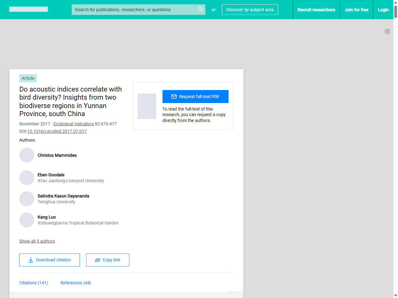 Preview of Acoustic indices for biodiversity assessments: Analyses of bias based on simulated bird assemblages and recommendations for field surveys | Request PDF - ResearchGate, accessed May 14, 2026,