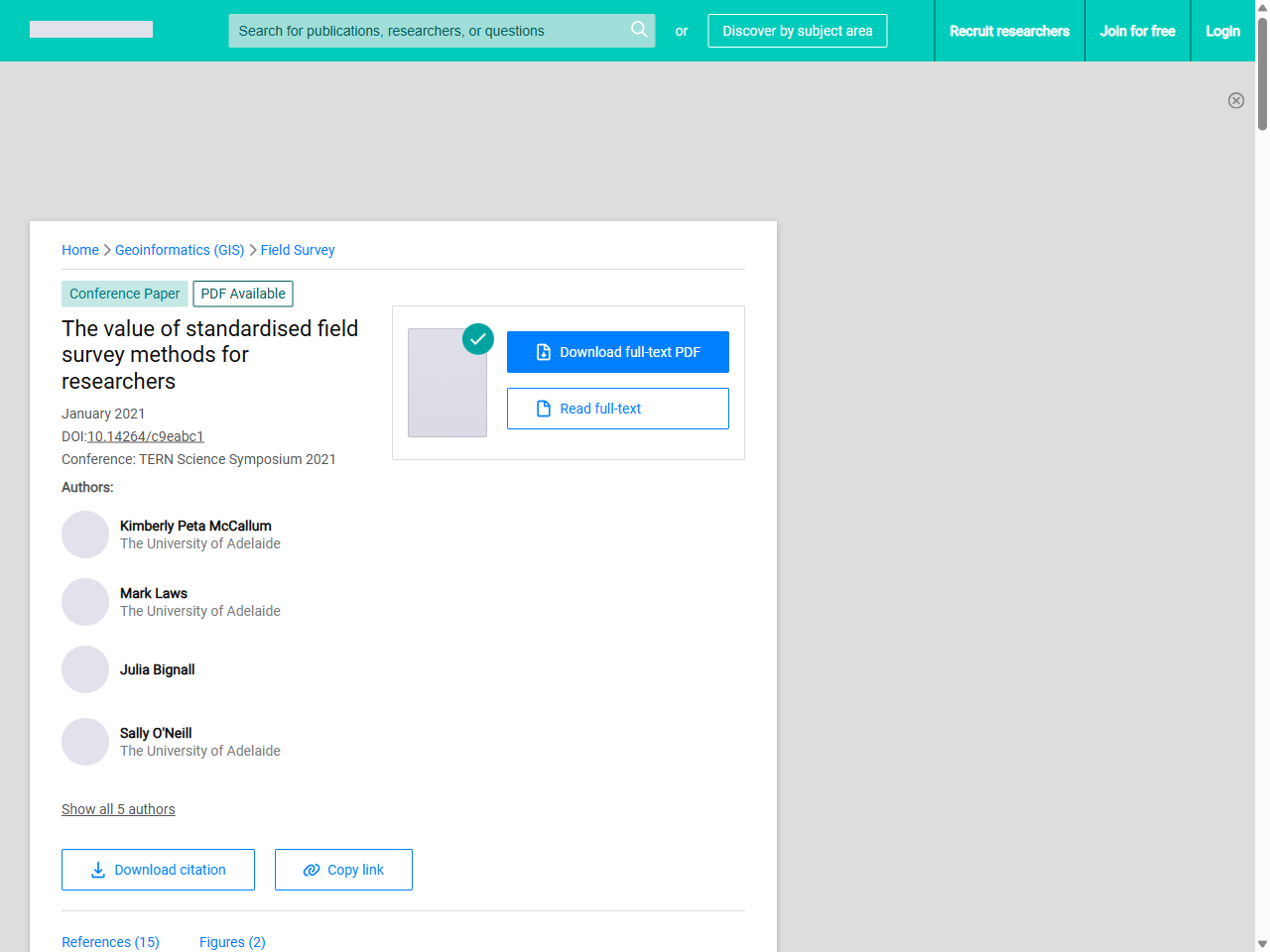 Preview of (PDF) The value of standardised field survey methods for researchers - ResearchGate