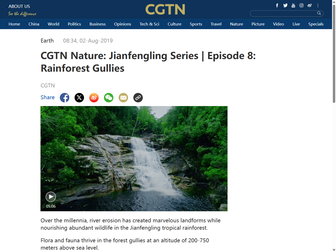 Preview of CGTN Nature: Jianfengling Series | Episode 8: Rainforest Gullies, accessed July 18, 2025