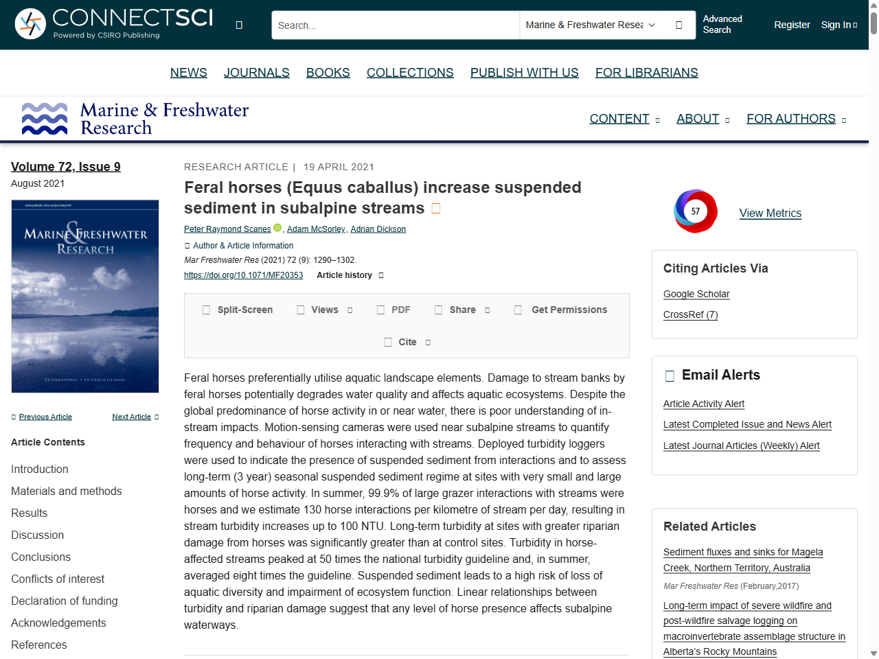 Preview of Feral horses (Equus caballus) increase suspended sediment in subalpine streams - CSIRO Publishing, accessed May 13, 2025, 