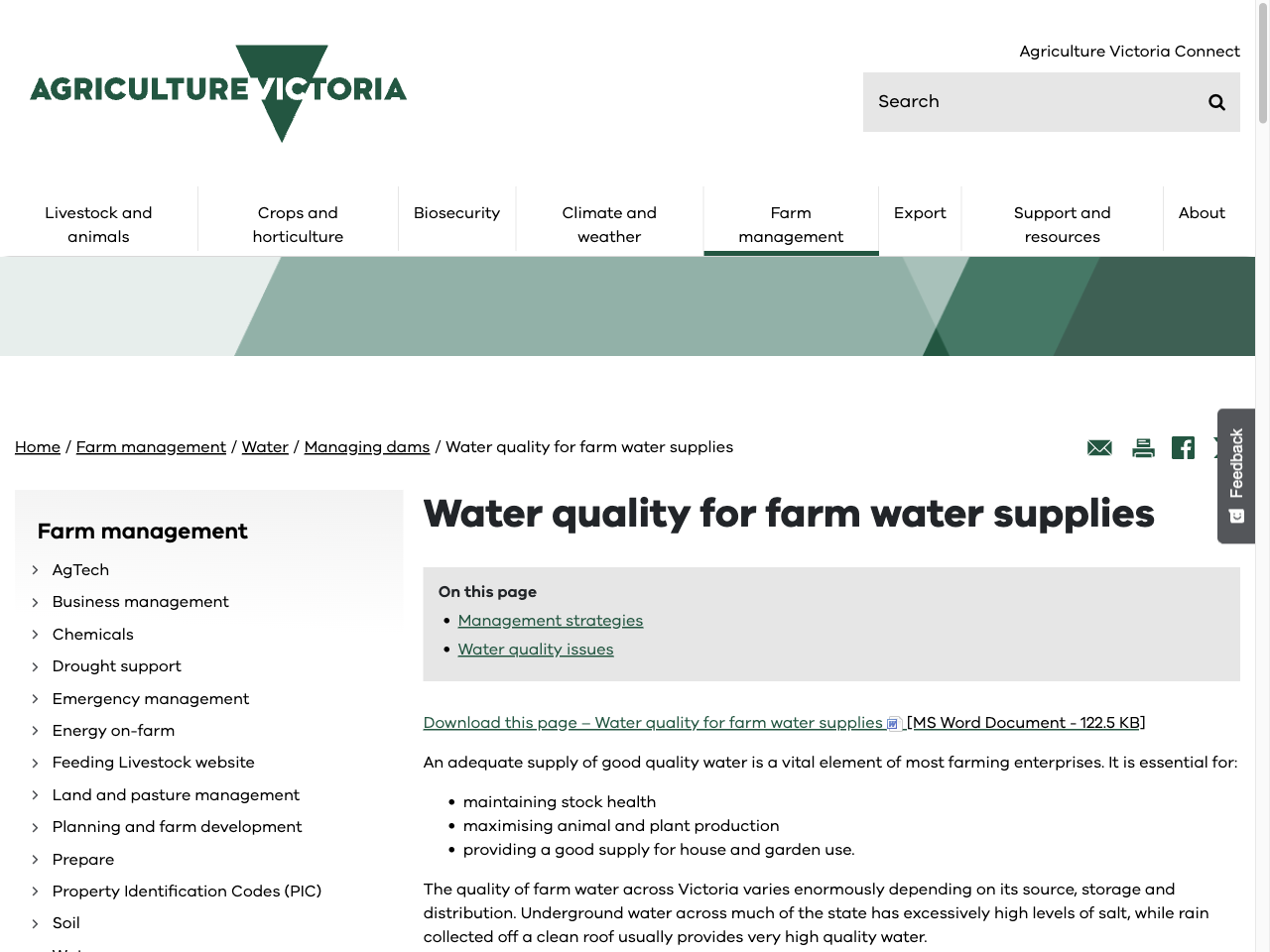 Preview of Water quality for farm water supplies | Managing dams - Agriculture Victoria, accessed August 1, 2025, 