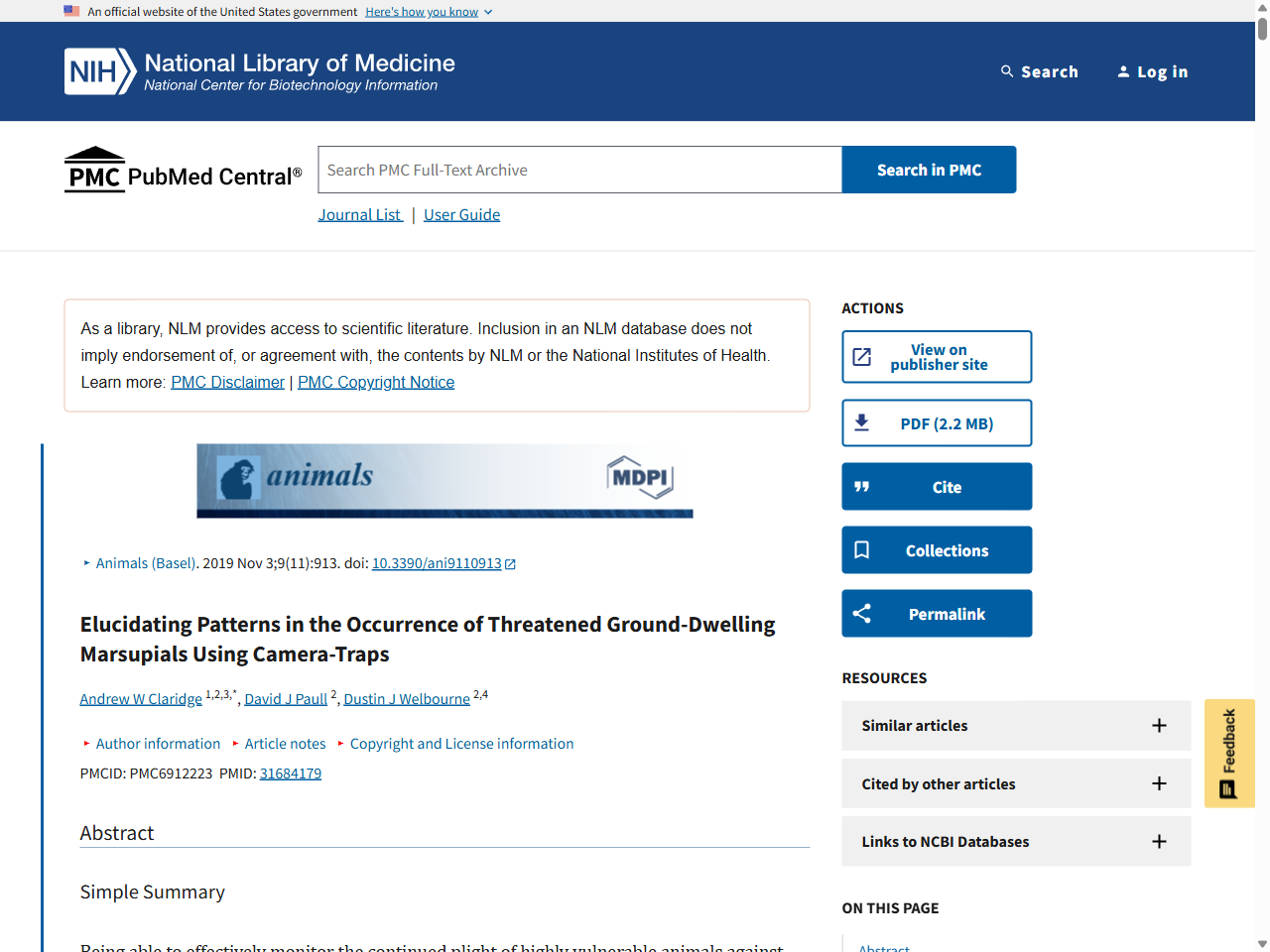 Preview of Elucidating Patterns in the Occurrence of Threatened Ground-Dwelling Marsupials Using Camera-Traps - PubMed Central, accessed August 6, 2025