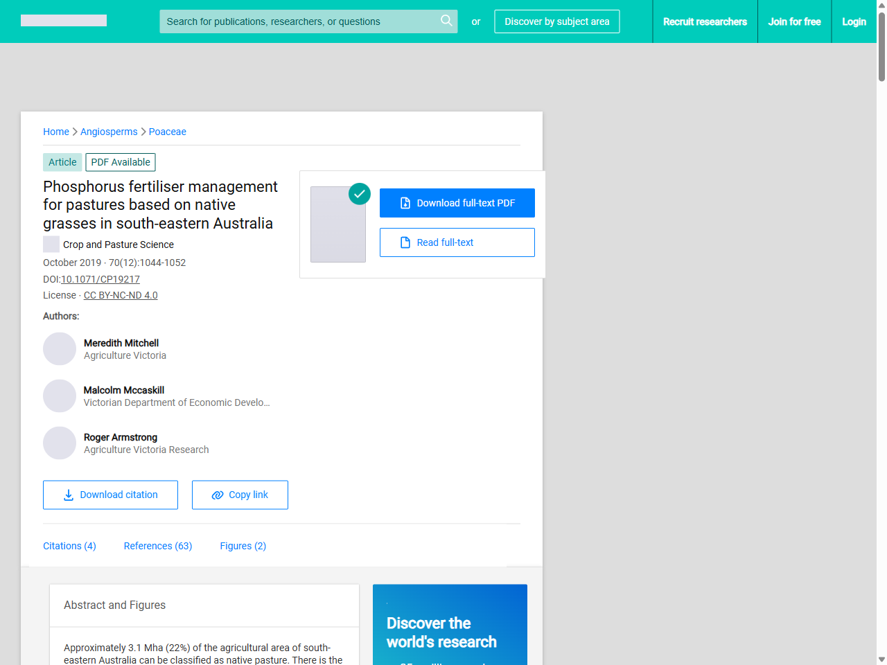 Preview of Phosphorus fertiliser management for pastures based on native grasses in south-eastern Australia - ResearchGate, accessed July 18, 2025, 