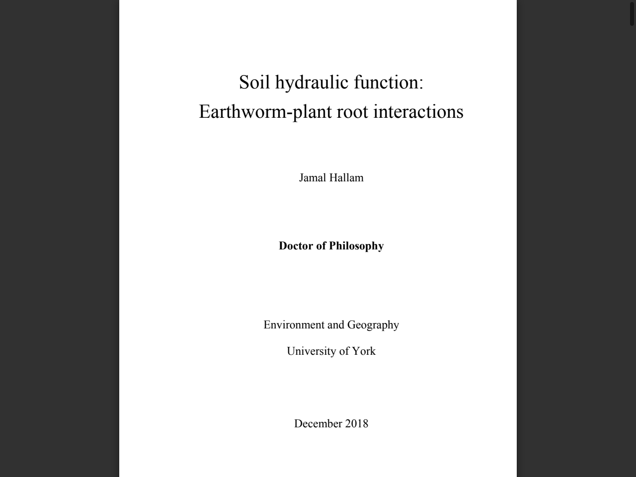 Preview of Soil hydraulic function: Earthworm-plant root interactions - White Rose eTheses Online