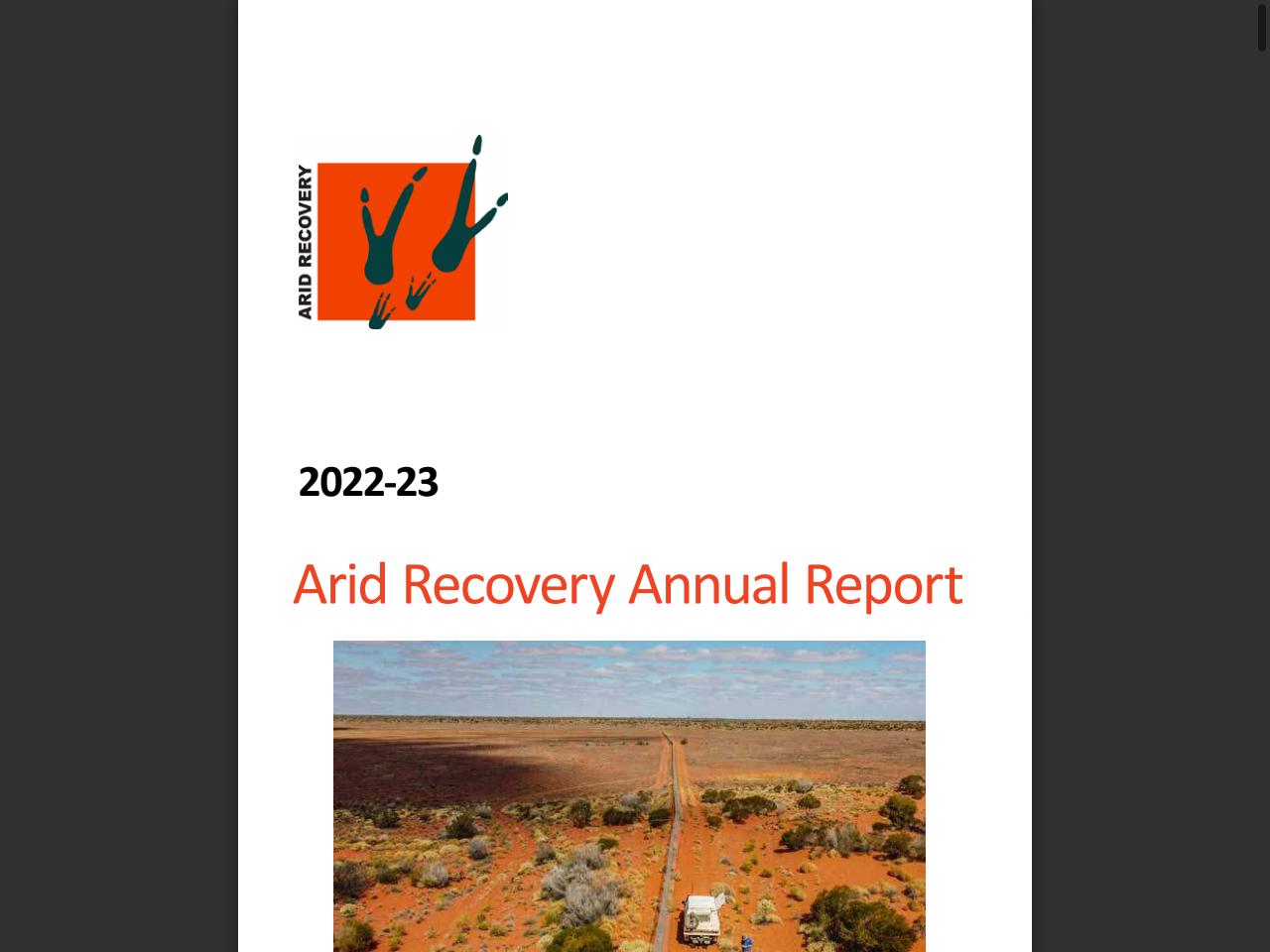 Preview of Arid Recovery Annual Report 2023-24 by aridrecovery - Issuu