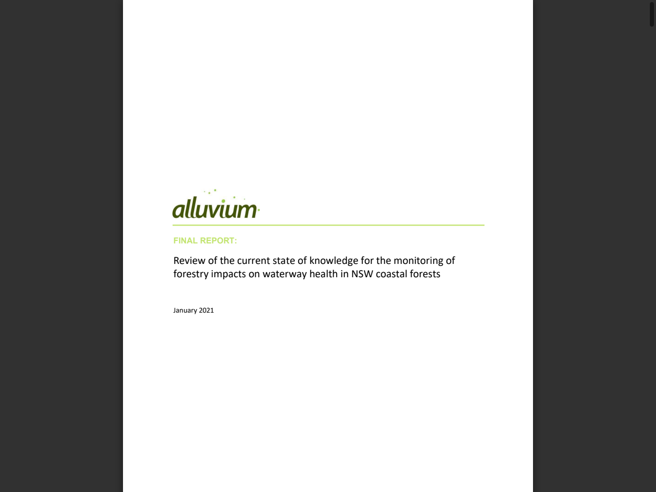 Preview of Review of the current state of knowledge for the monitoring of forestry impacts on waterway health in NSW coastal forests - Natural Resources Commission, accessed August 9, 2025