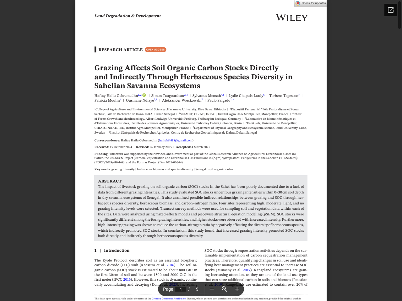 Preview of Grazing Affects Soil Organic Carbon Stocks Directly and Indirectly Through Herbaceous Species Diversity in Sahelian Savanna Ecosystems - Agritrop, accessed August 5, 2025, 