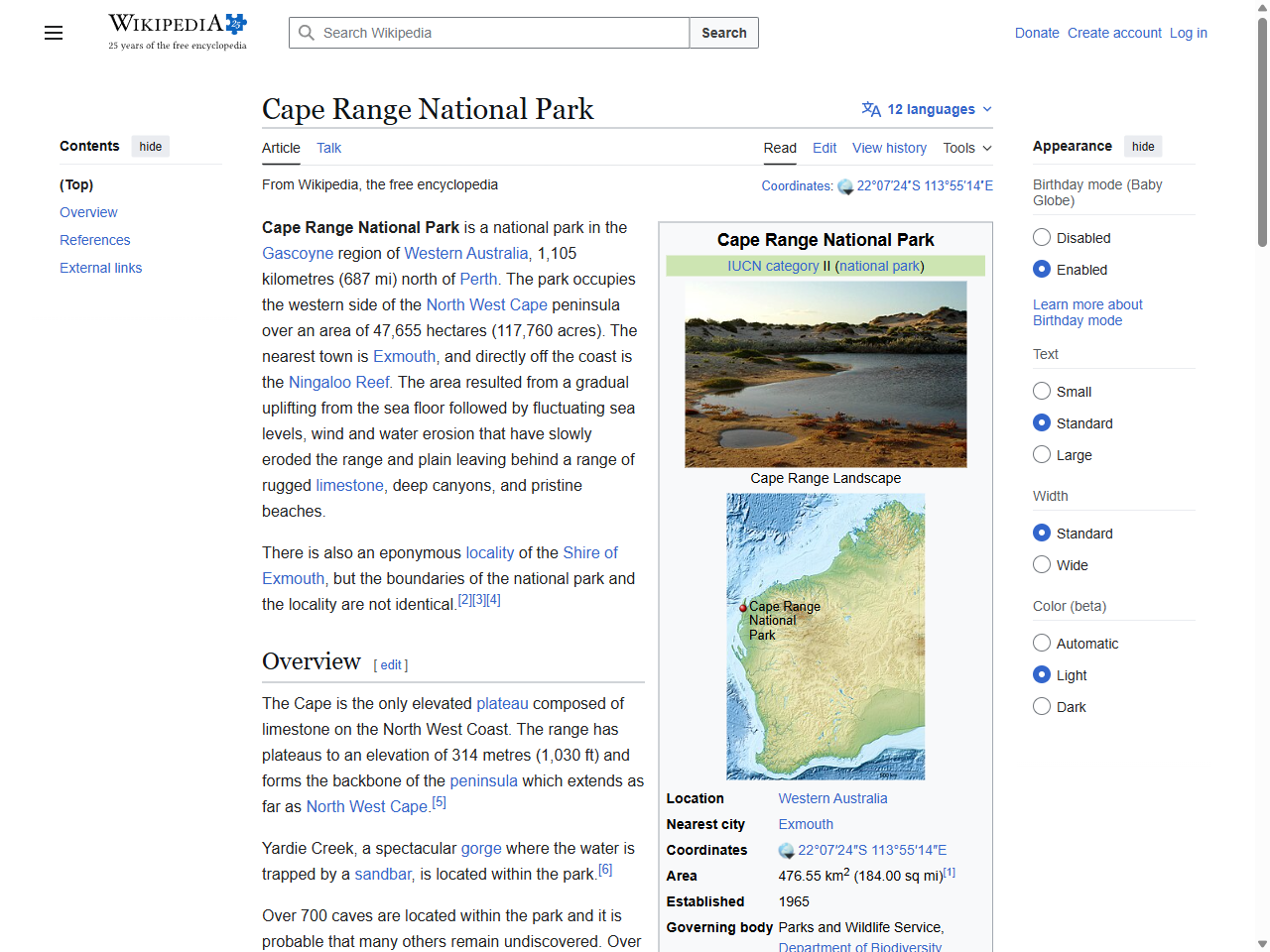 Preview of Cape Range National Park - Wikipedia, accessed July 26, 2025,