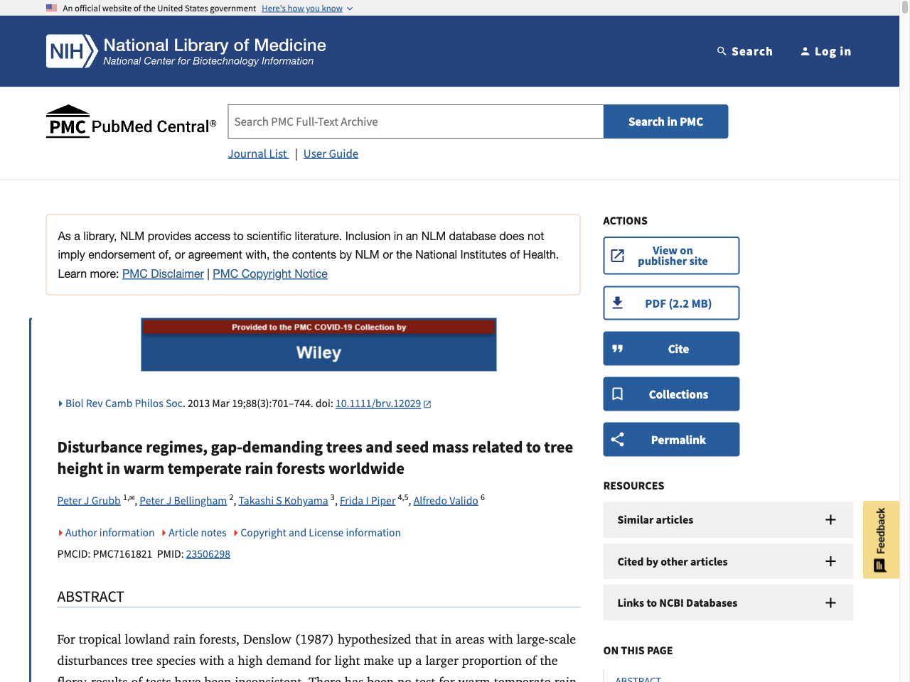 Preview of Disturbance regimes, gap‐demanding trees and seed mass related to tree height in warm temperate rain forests worldwide - PubMed Central, accessed July 22, 2025, 