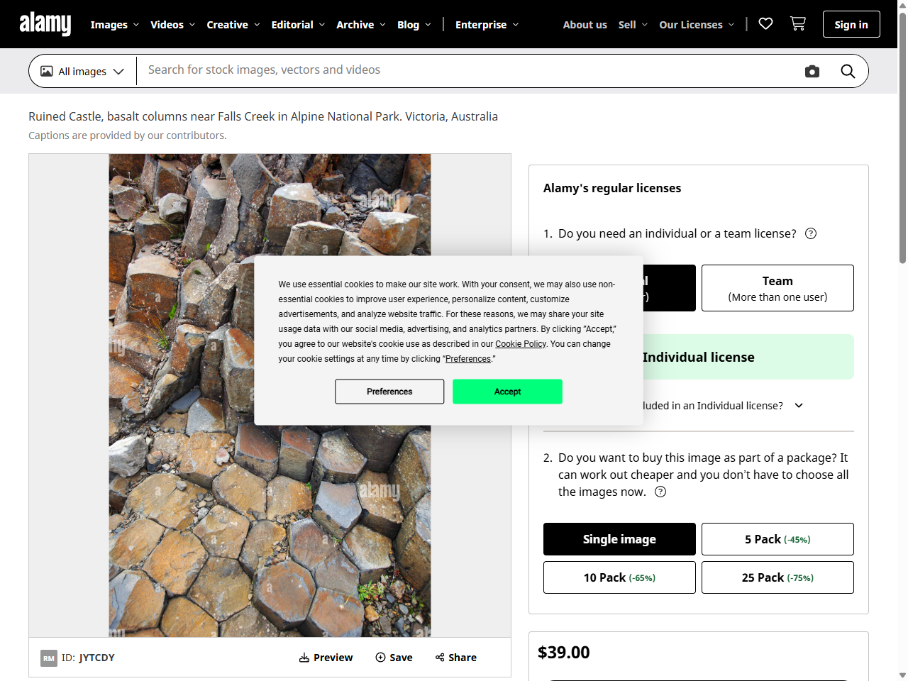 Preview of Ruined Castle, basalt columns near Falls Creek in Alpine National Park. Victoria, Australia Stock Photo - Alamy