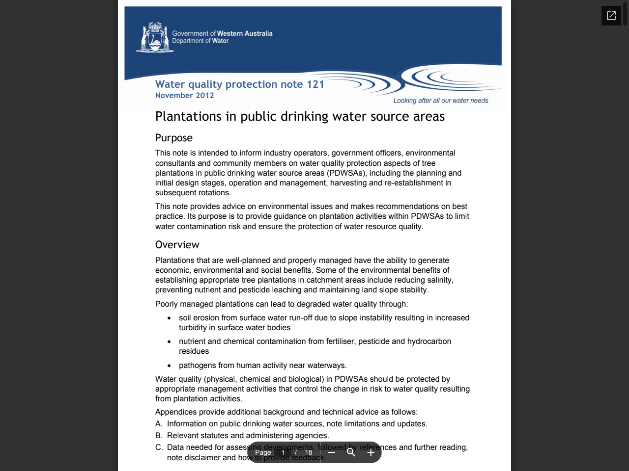 Preview of Plantations in public drinking water source areas - Government of Western Australia, accessed August 1, 2025, 