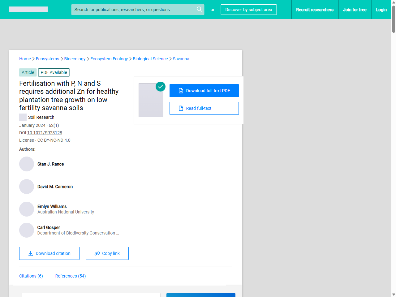 Preview of Fertilisation with P, N and S requires additional Zn for healthy plantation tree growth on low fertility savanna soils - ResearchGate