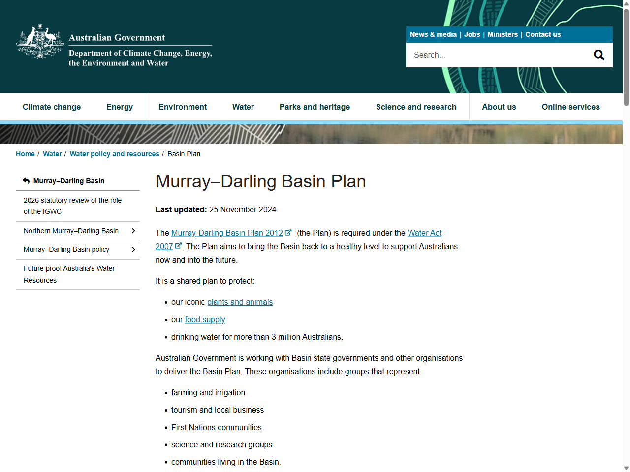 Preview of Murray–Darling Basin Plan - DCCEEW, accessed August 5, 2025