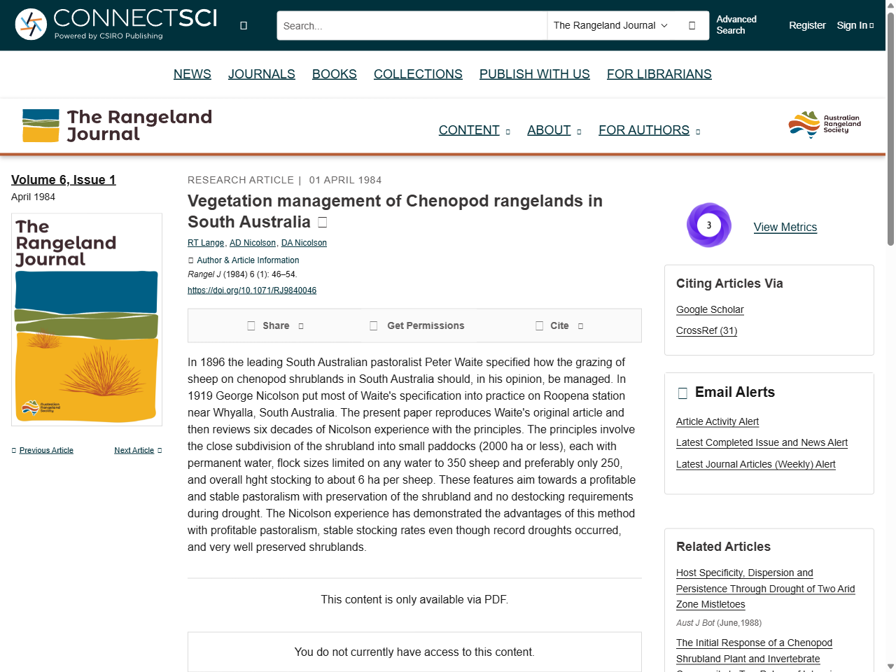 Preview of VEGETATION MANAGEMENT OF CHENOPBD ... - CSIRO Publishing, accessed July 24, 2025