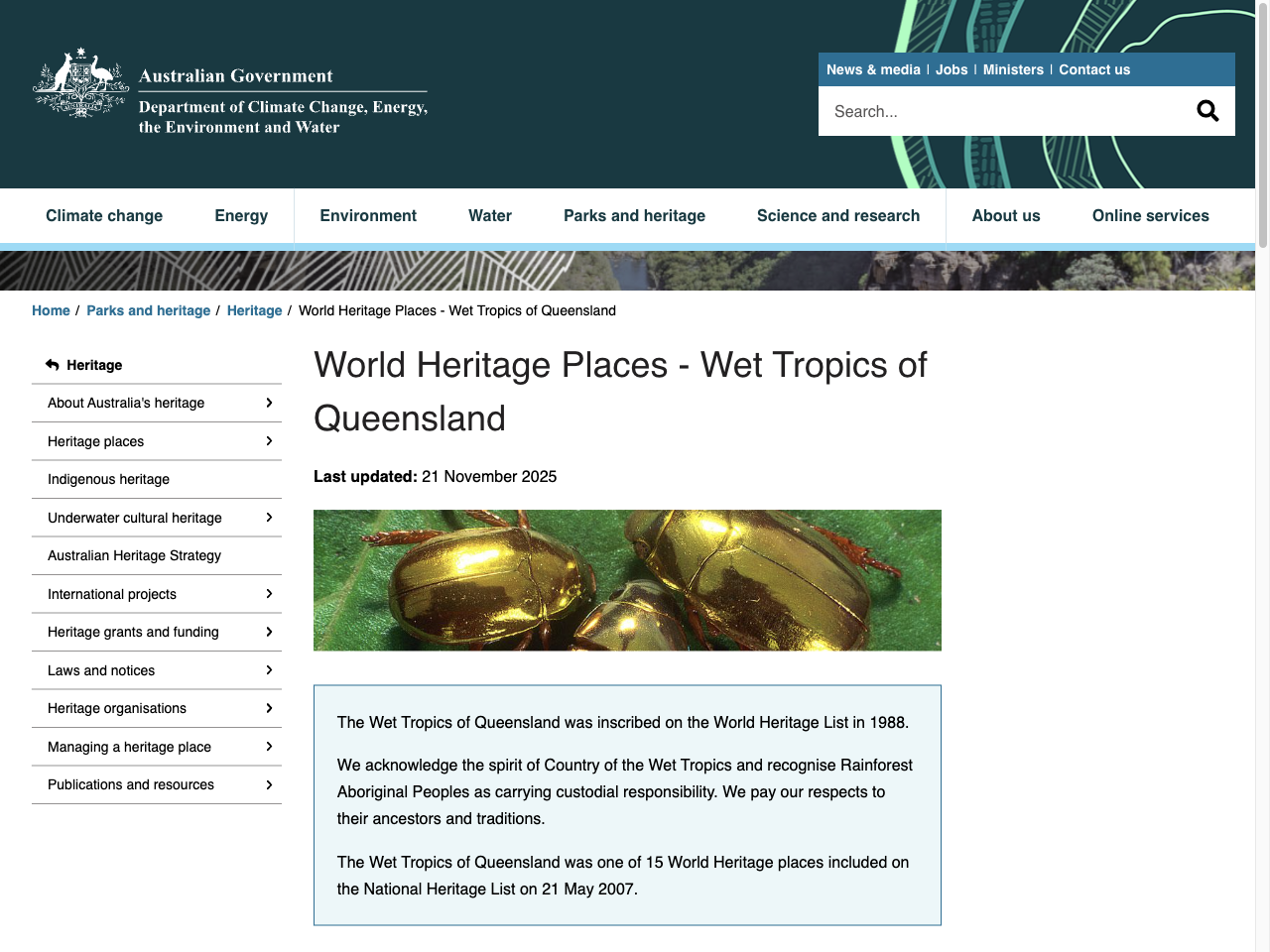Preview of World Heritage Places - Wet Tropics of Queensland - DCCEEW, accessed July 22, 2025, 