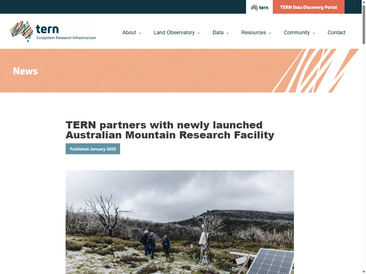 Preview of TERN partners with newly launched Australian Mountain Research Facility, accessed August 5, 2025