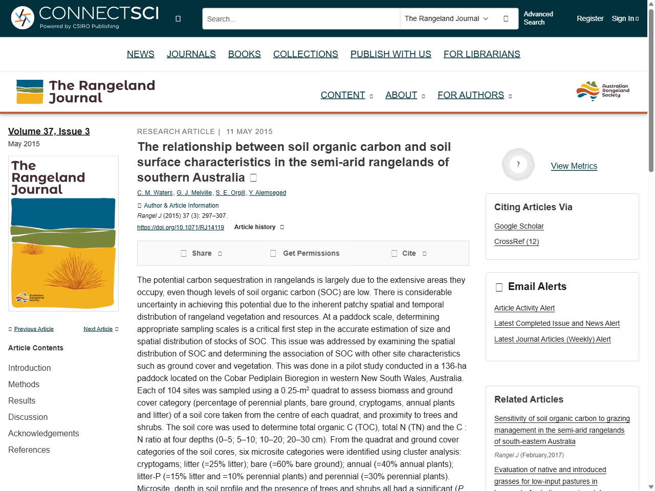 Preview of The relationship between soil organic carbon and soil surface characteristics in the semi-arid rangelands of southern Australia