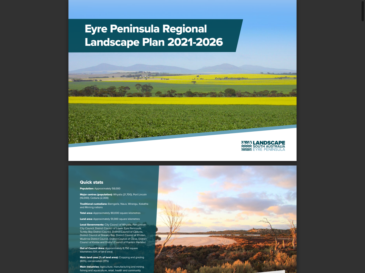 Preview of Eyre Peninsula Regional Landscape Plan 2021-2026 - Department for Environment and Water