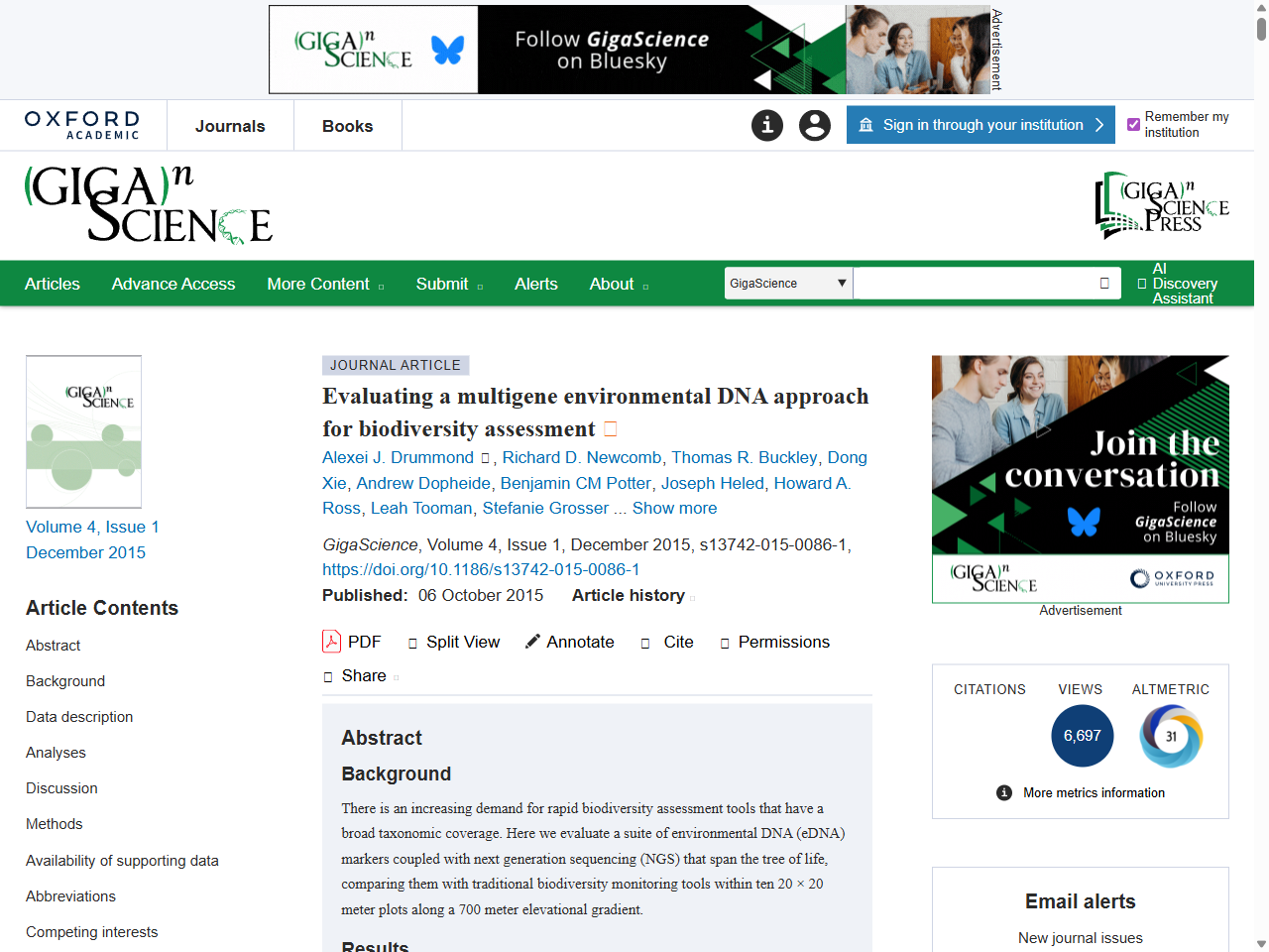 Preview of Evaluating a multigene environmental DNA approach for biodiversity assessment | GigaScience | Oxford Academic, accessed July 20, 2025, 