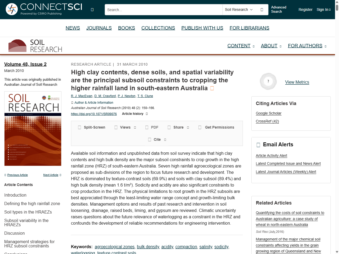 Preview of High clay contents, dense soils, and spatial variability are the principal subsoil constraints to cropping the higher rainfall land in south-eastern Australia - CSIRO Publishing, accessed July 7, 2025
