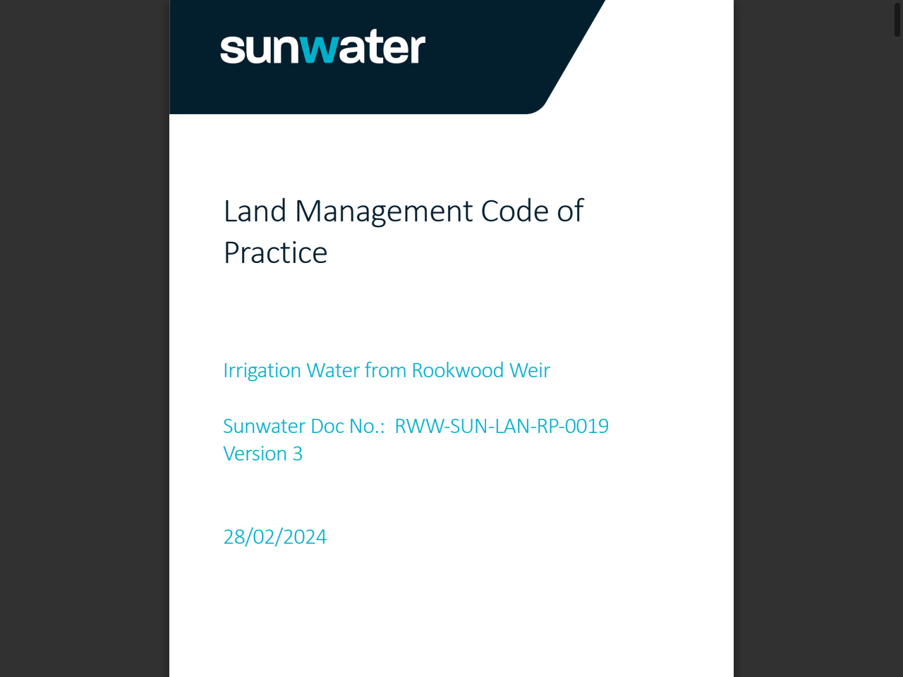 Preview of Land Management Code of Practice - Sunwater