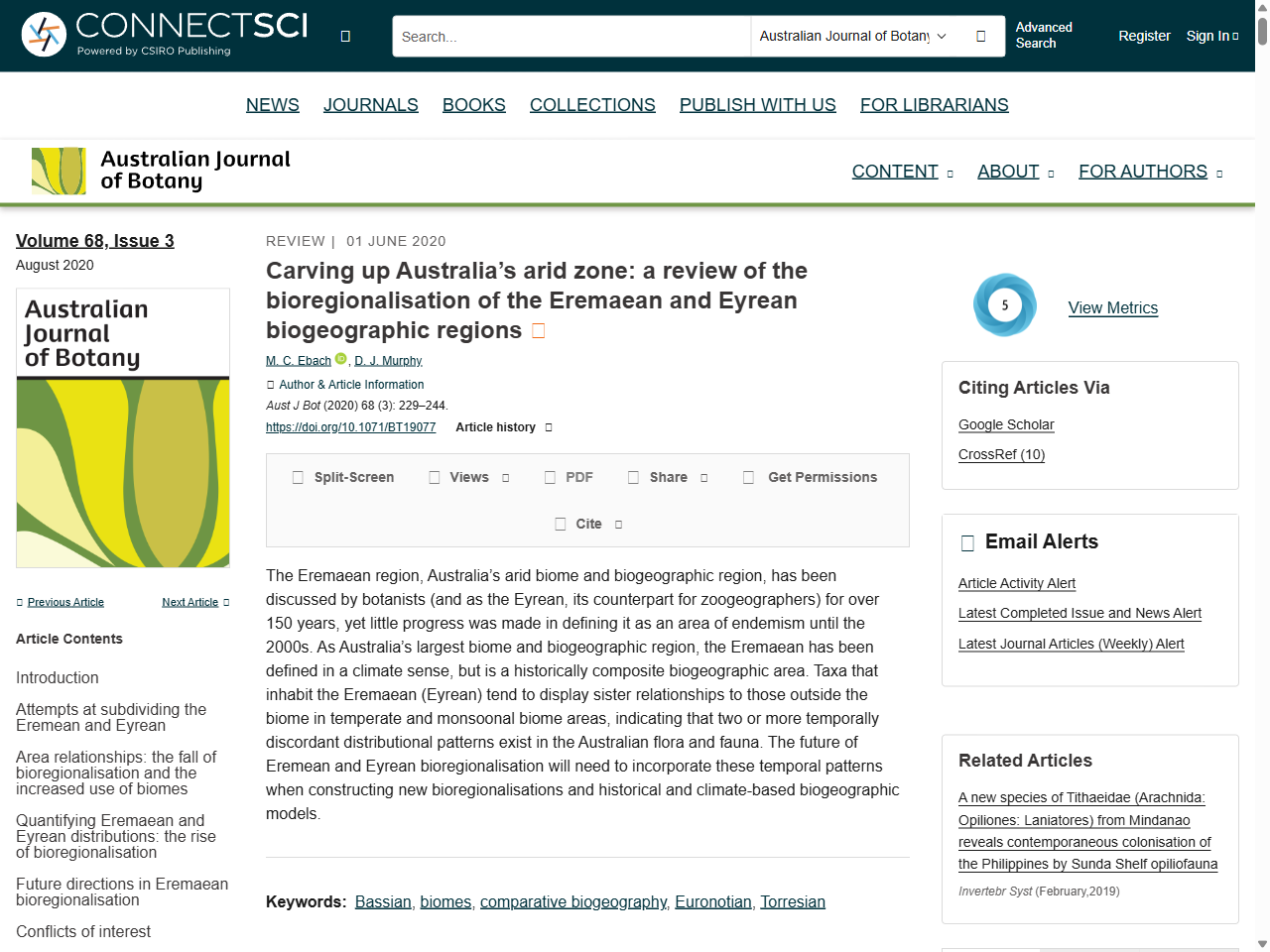 Preview of Carving up Australia's arid zone: a review of the bioregionalisation of the Eremaean and Eyrean biogeographic regions - CSIRO Publishing, accessed July 31, 2025