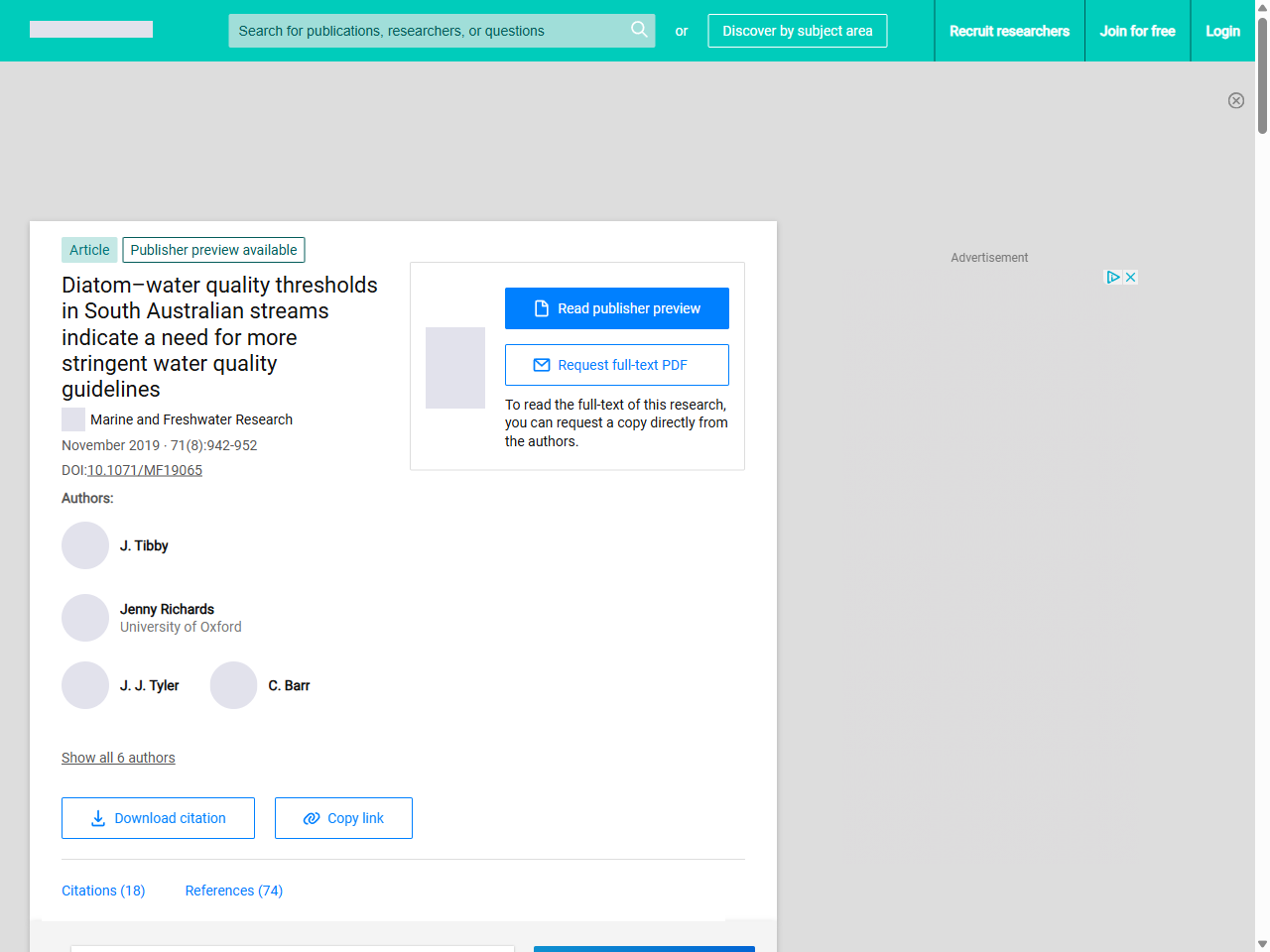 Preview of Diatom–water quality thresholds in South Australian streams indicate a need for more stringent water quality guidelines | Request PDF - ResearchGate, accessed May 11, 2025,