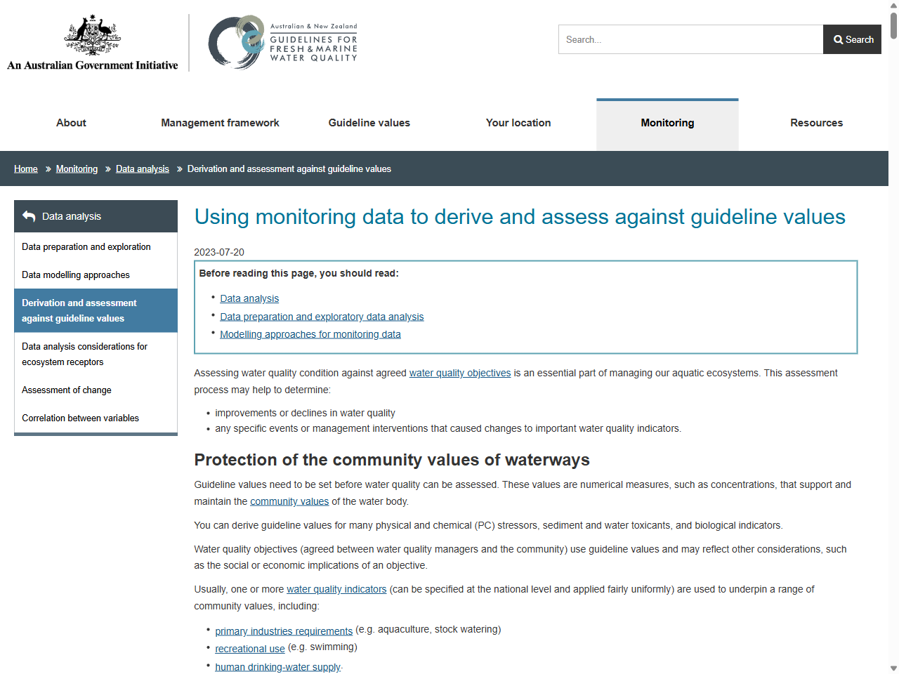 Preview of Using monitoring data to derive and assess against guideline values, accessed July 20, 2025, 