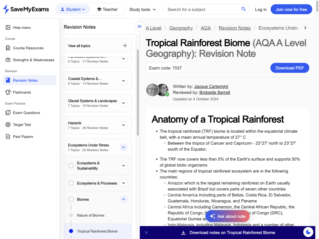 Preview of Tropical Rainforest Biome (AQA A Level Geography): Revision Note, accessed July 22, 2025, 