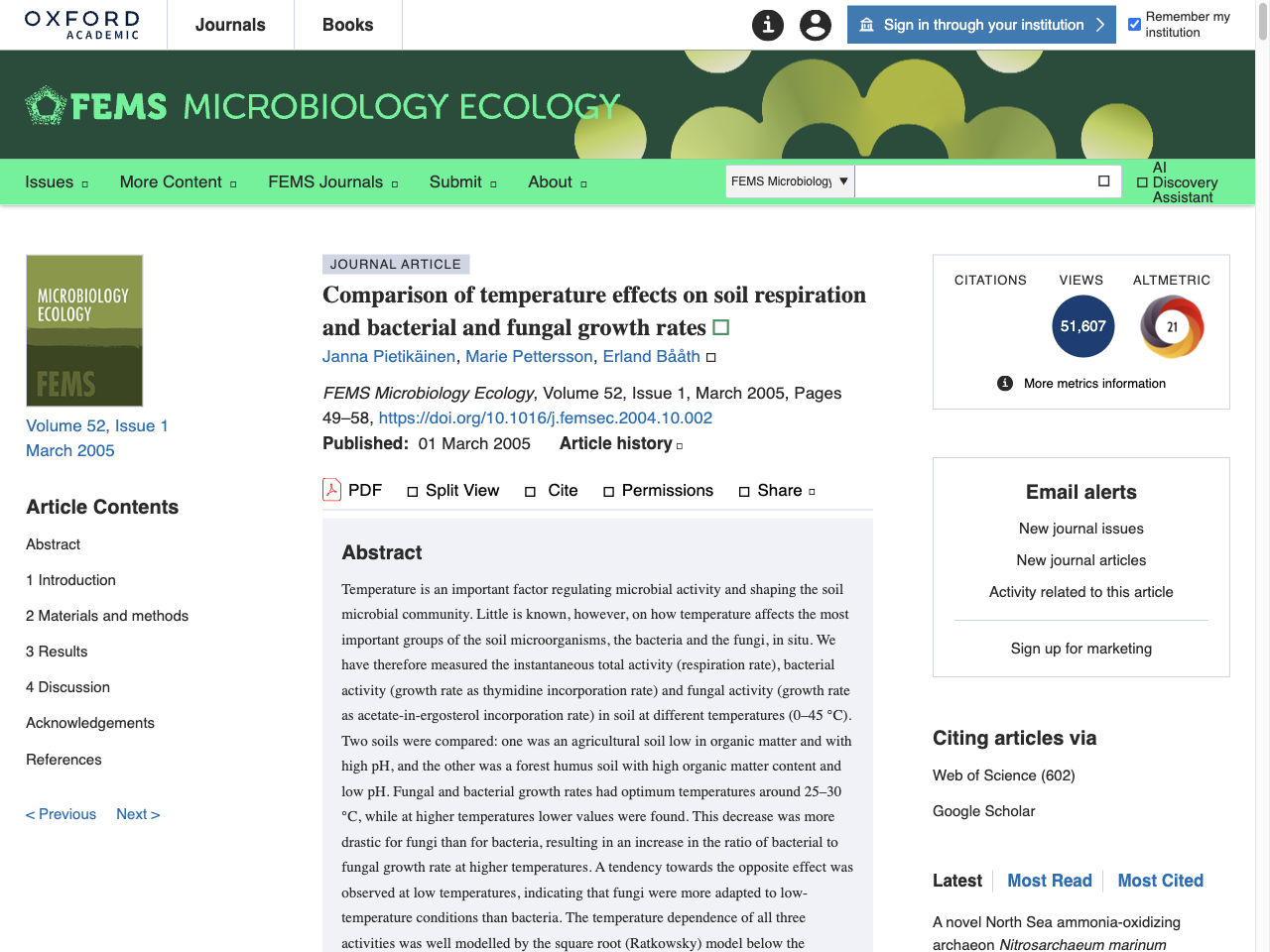 Preview of Comparison of temperature effects on soil respiration and bacterial and fungal growth rates | FEMS Microbiology Ecology | Oxford Academic, accessed July 30, 2025,
