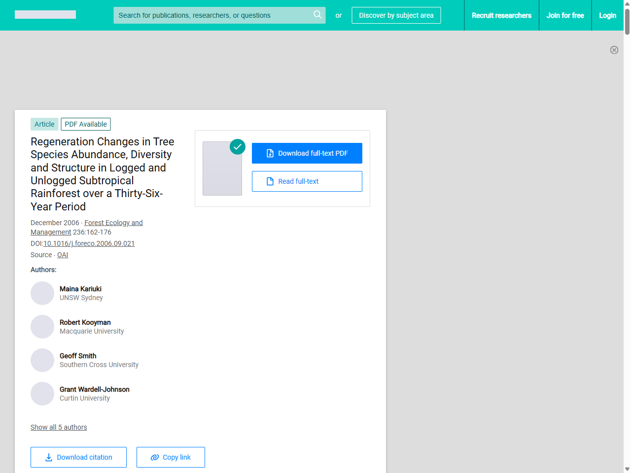 Preview of The Long-Term Survival and Growth of Enrichment Plantings in ..., accessed July 17, 2025,