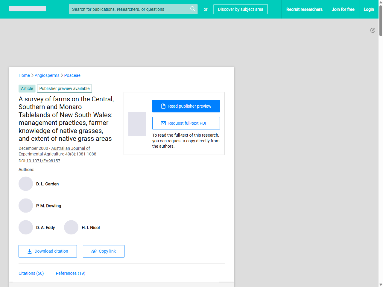 Preview of Historical and current land use shape landscape restoration options in the Australian wheat and sheep farming zone | Request PDF - ResearchGate