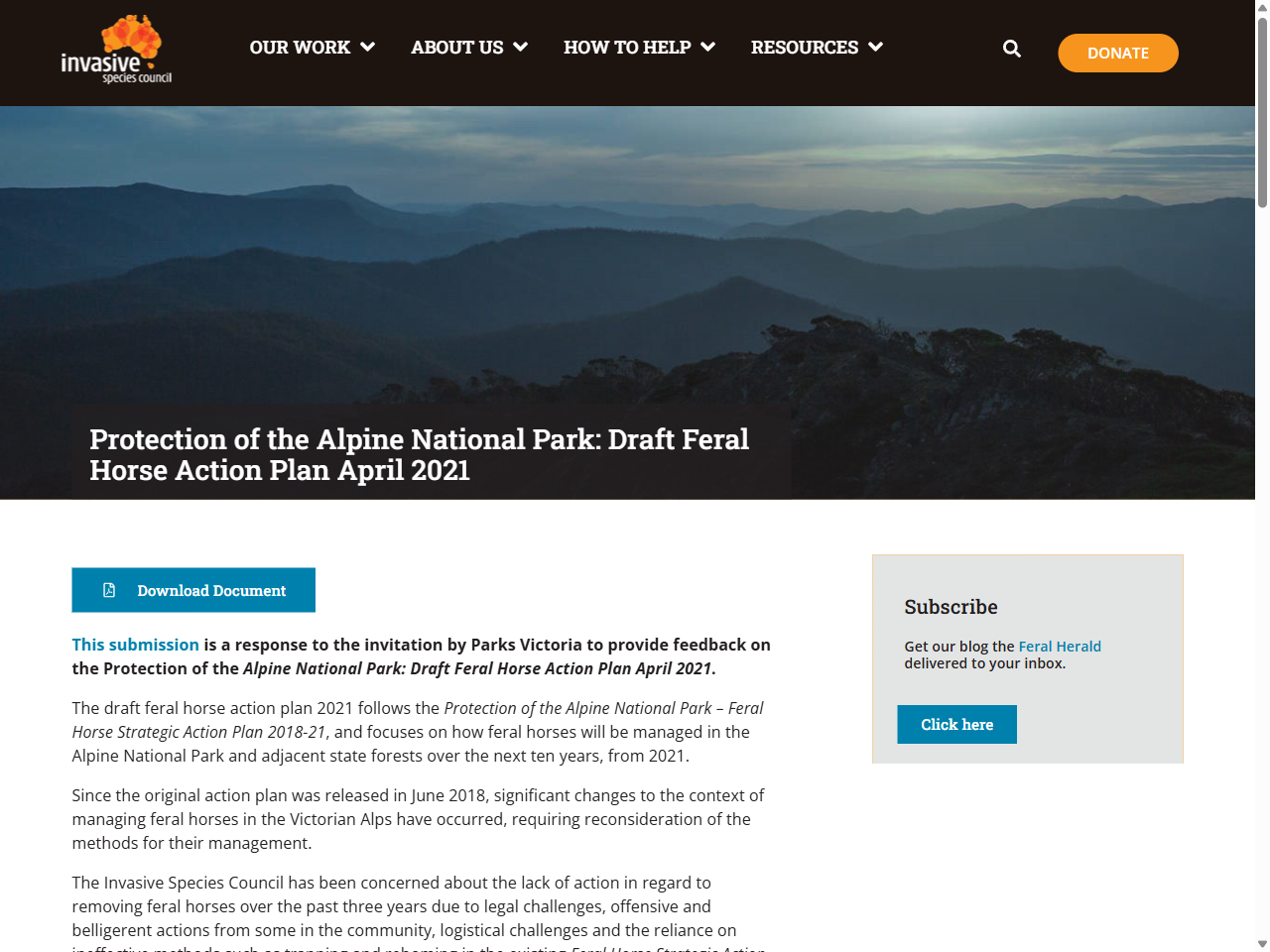 Preview of Resort Management Board > Our Services > Environmental Management - Mt Hotham, accessed August 17, 2025